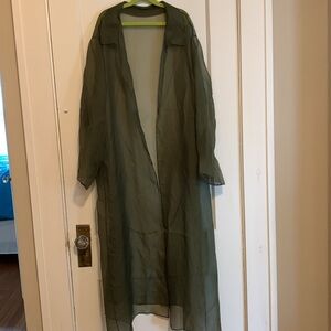 Olive green sheer evening cover up